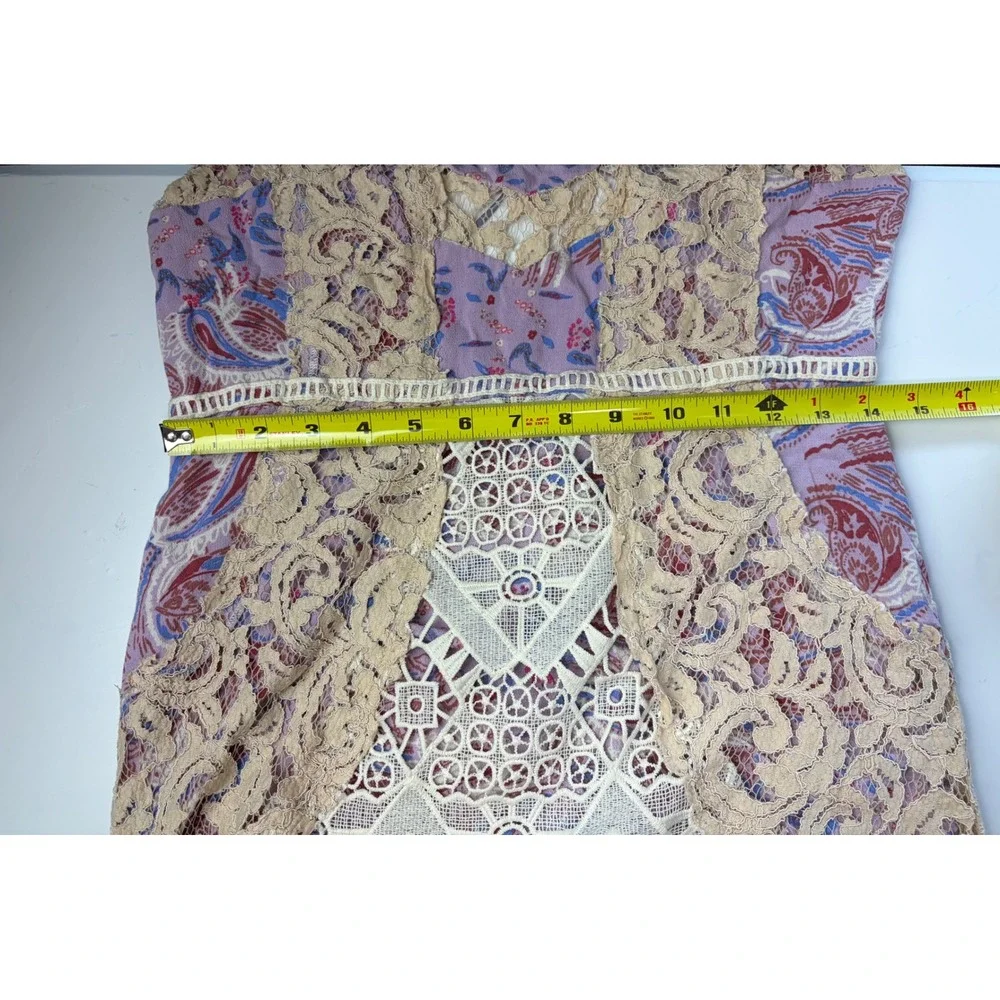 Free People Boho Crochet Festival Lace Paisley Maxi Dress Purple Size 10 Event